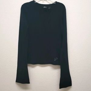 J Lo Black Keyhole Tie sweater EUC Medium M
